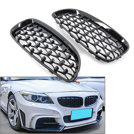 2 x Front Upper Bumper Mesh Grille for BMW E89 Z4 (2009-2016) Gloss Black