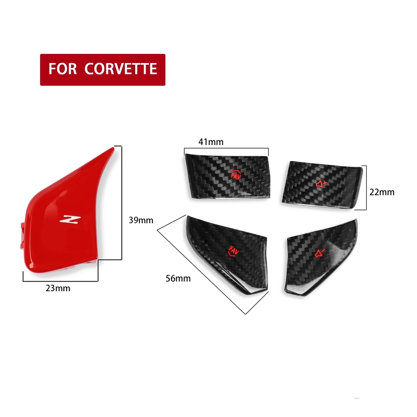 5 x Steering Wheel Button Covers for Chevrolet Corvette C8 Z51 (2020-2022)