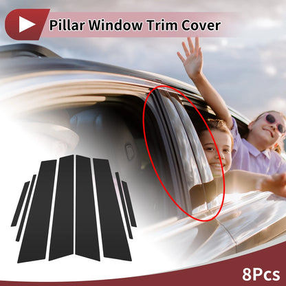 8 Pcs Car Door Pillar Window Trim for Toyota Prius (2023-2024) Black