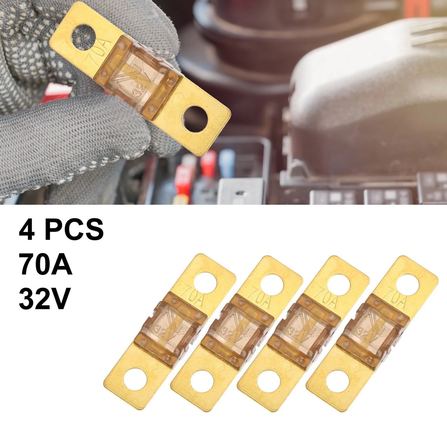 4pcs 70A 32V Bolt on AMI Fuse for Automotive Marine Audio Video System Brown