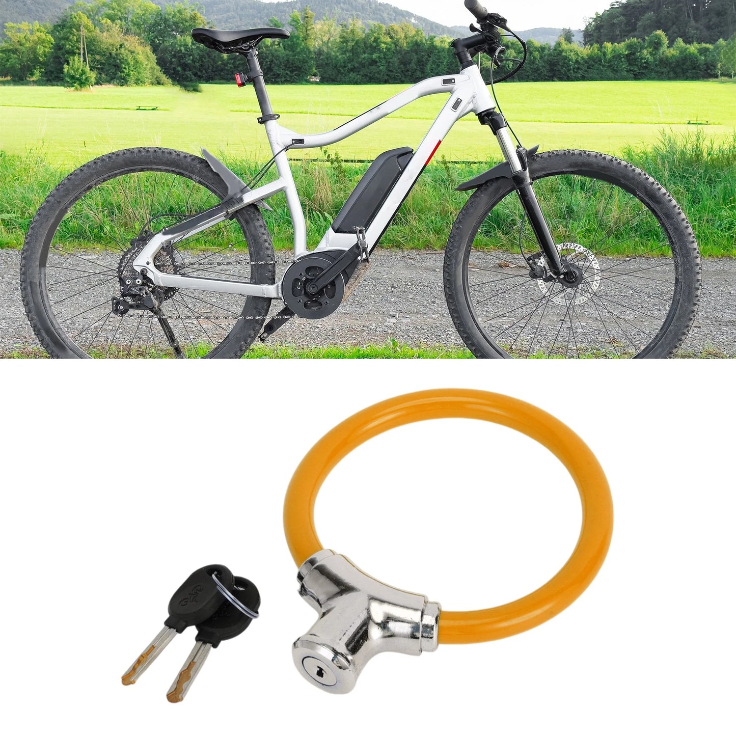 Portable 42cm Anti-Theft Bicycle Lock Mini Ring for Bike - Orange