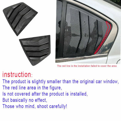 2 x Carbon Fiber Rear Window Quarter Louver Cover Trim for Honda Accord (2013–2017)