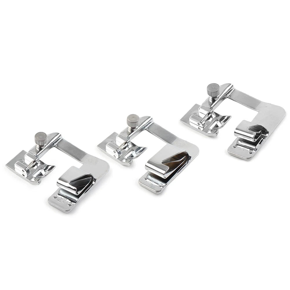 3 Pcs Rolled Hem Feet for Brother Singer Domestic Sewing Machines