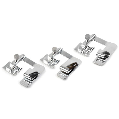 3 Pcs Rolled Hem Feet for Brother Singer Domestic Sewing Machines