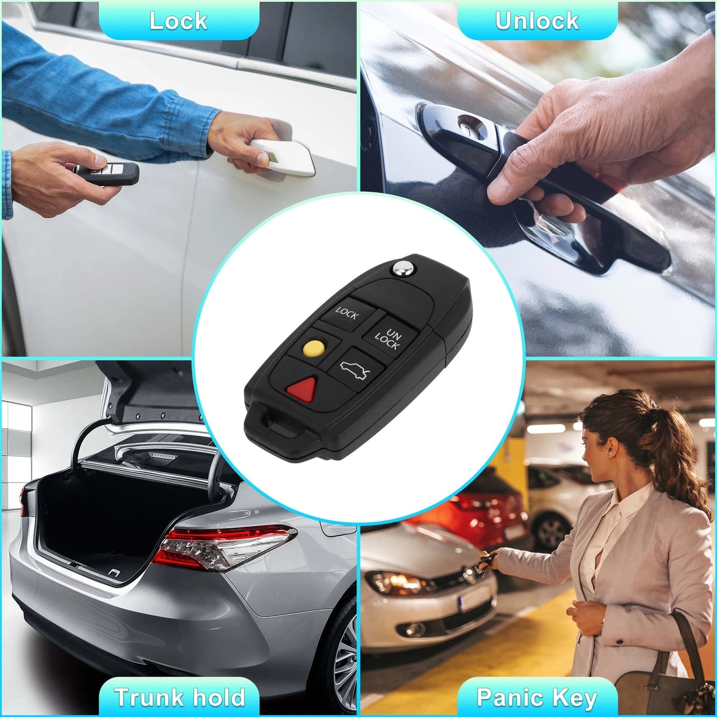 433MHz Keyless Entry Remote Ignition Transponder Key Fob for Volvo XC90, XC70