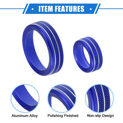 4 x AC Climate Control Knob Rings for Ford Maverick (2022-2023) Blue