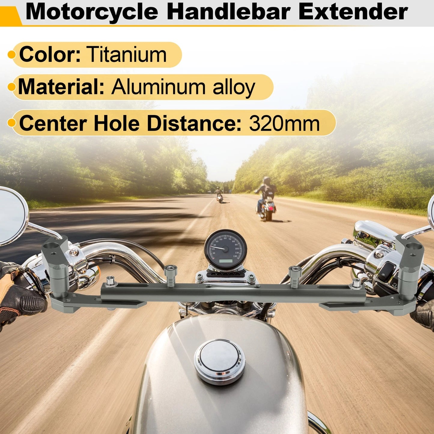 Balance Handle Bar Extender Bracket 320mm Titanium Tone for Motorcycle