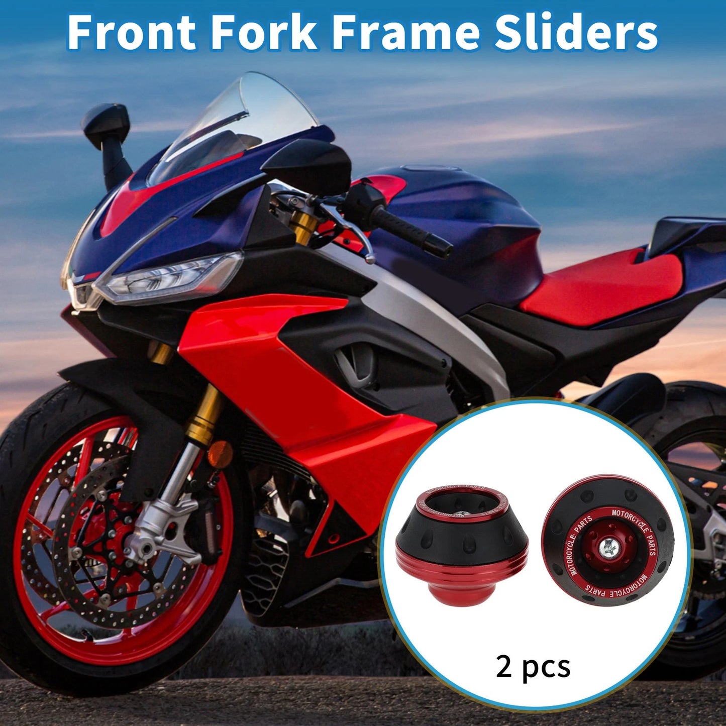 2 x Front Fork Frame Slider Aluminum Alloy Red for Motorcycle