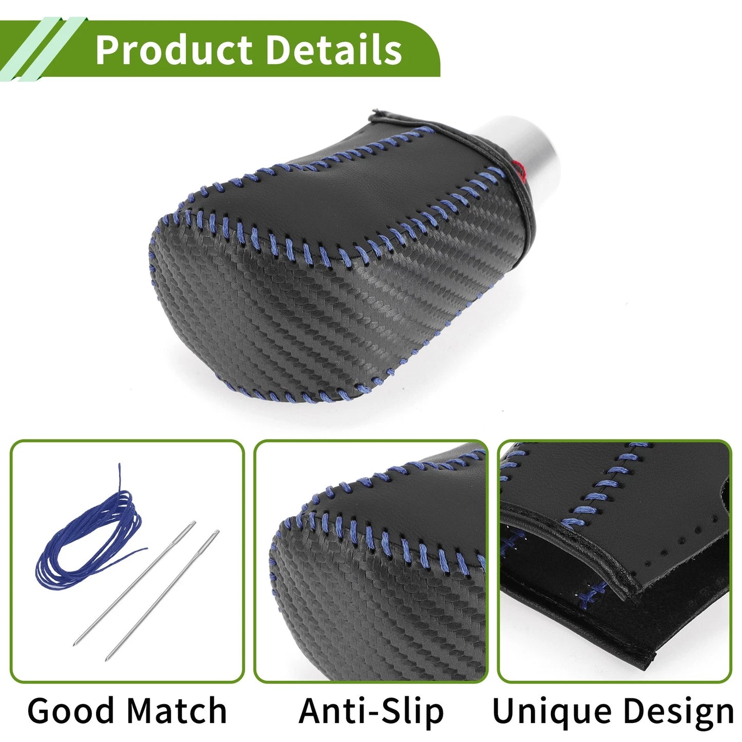 Car Gear Shift Knob Cover for Honda Civic (2016-2021) Black Carbon Fiber Blue