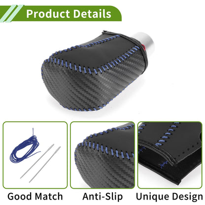 Car Gear Shift Knob Cover for Honda Civic (2016-2021) Black Carbon Fiber Blue