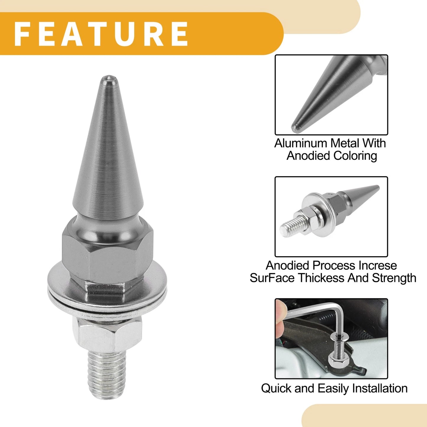 Universal M6 License Plate Screws Cover 4 x 54mm Titanium Tone for Motorcycle