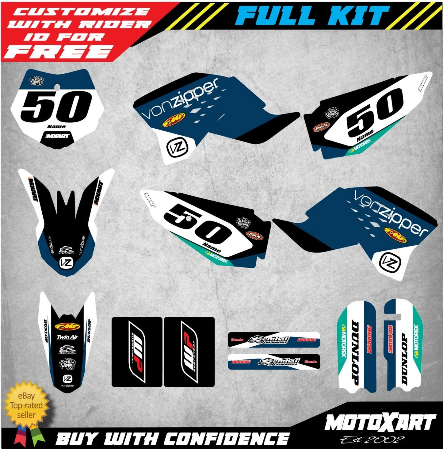 KTM 50 Custom Graphics Full Kit FLOW STYLE Stickers Decals (2009-2015)