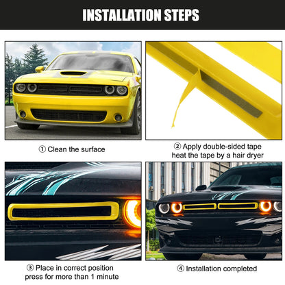 Grille Mesh Inserts Front Exterior Trim for Dodge Challenger (2015-2022) Yellow