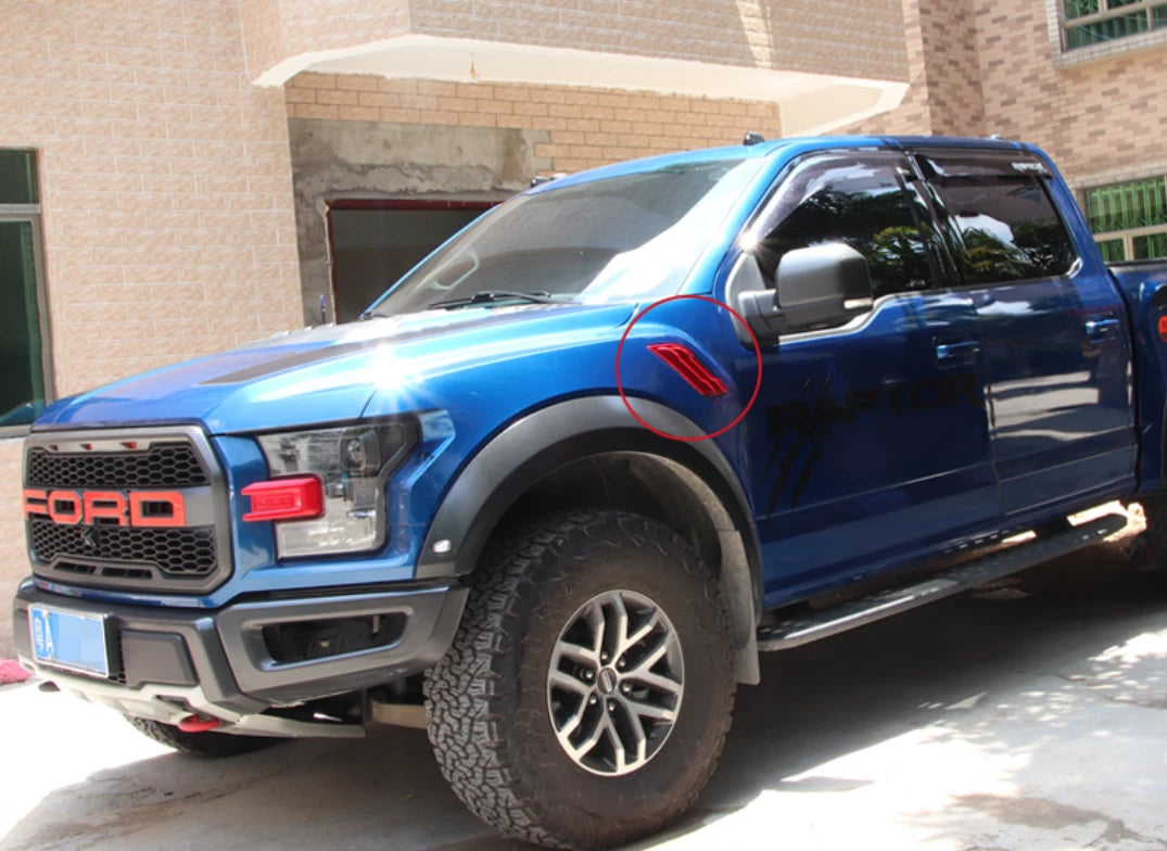 Red ABS Front Side Fender Air Outlet Vent Covers for Ford F150 (2015-2019)