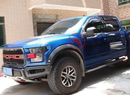 Red ABS Front Side Fender Air Outlet Vent Covers for Ford F150 (2015-2019)