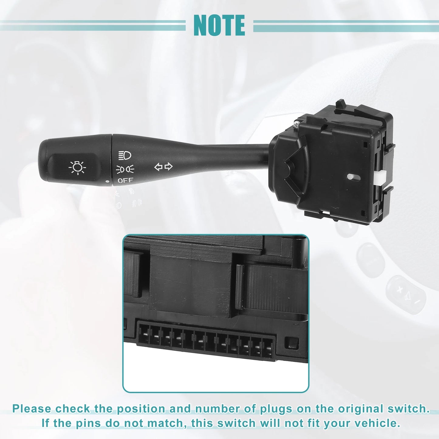 Turn Signal Switch for Chrysler Sebring, Dodge Stratus, Black (2001-2006)