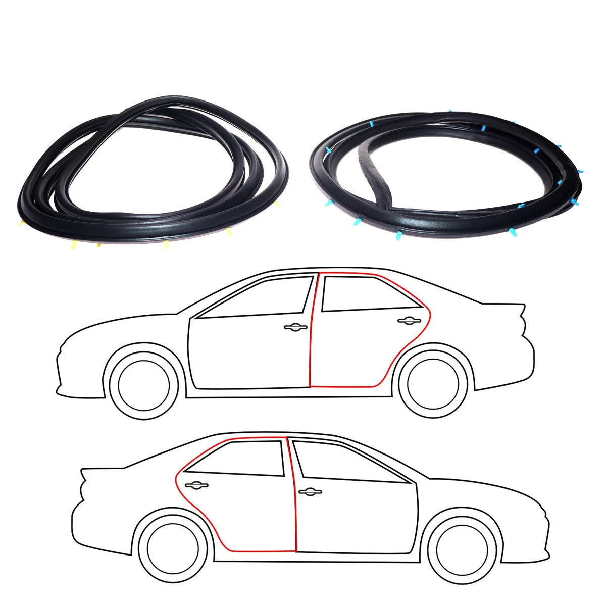 Rear Door Weatherstrip Set for Datsun Sunny B310 210 120Y 130Y 140Y 150Y 1977-1981
