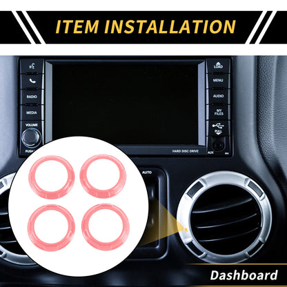 AC Vent Dashboard Decoration Rings for Jeep Wrangler JK JKU (2011-2017) Pink