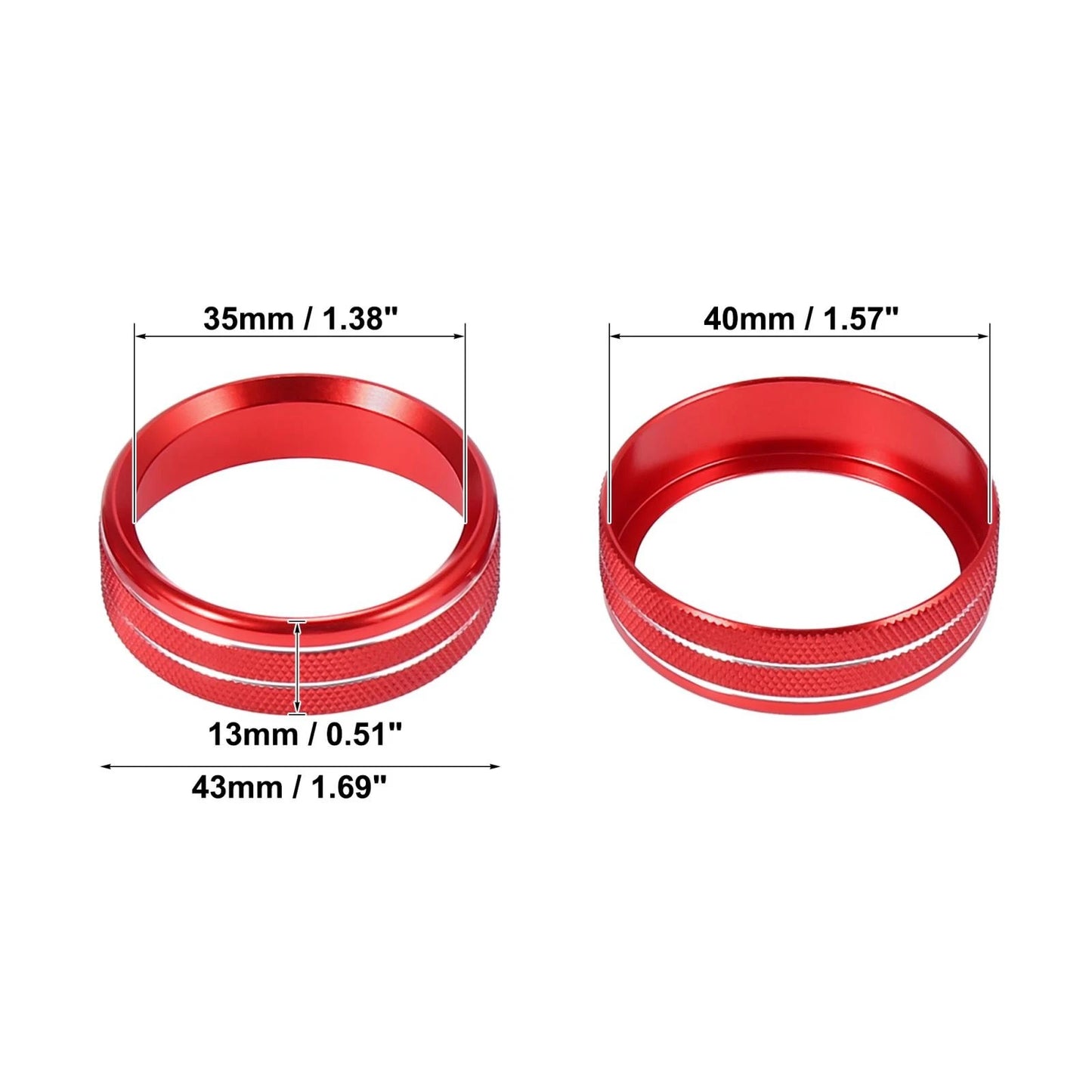 4pcs Air Conditioner Knob Ring Covers for Ford F150 XLT (2015-2019) Red