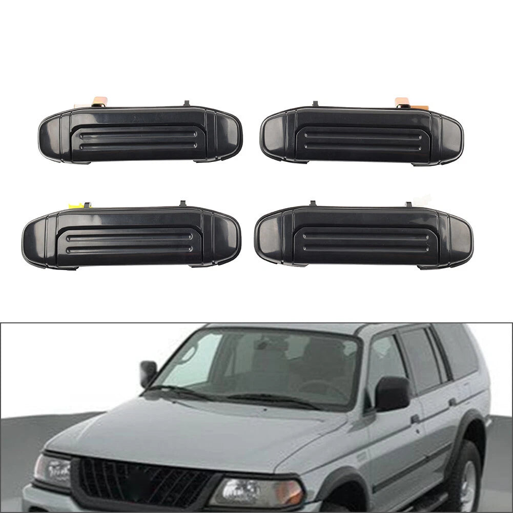 4Pc Outer Door Handle Set for Mitsubishi Pajero Montero (1992-2000) Black