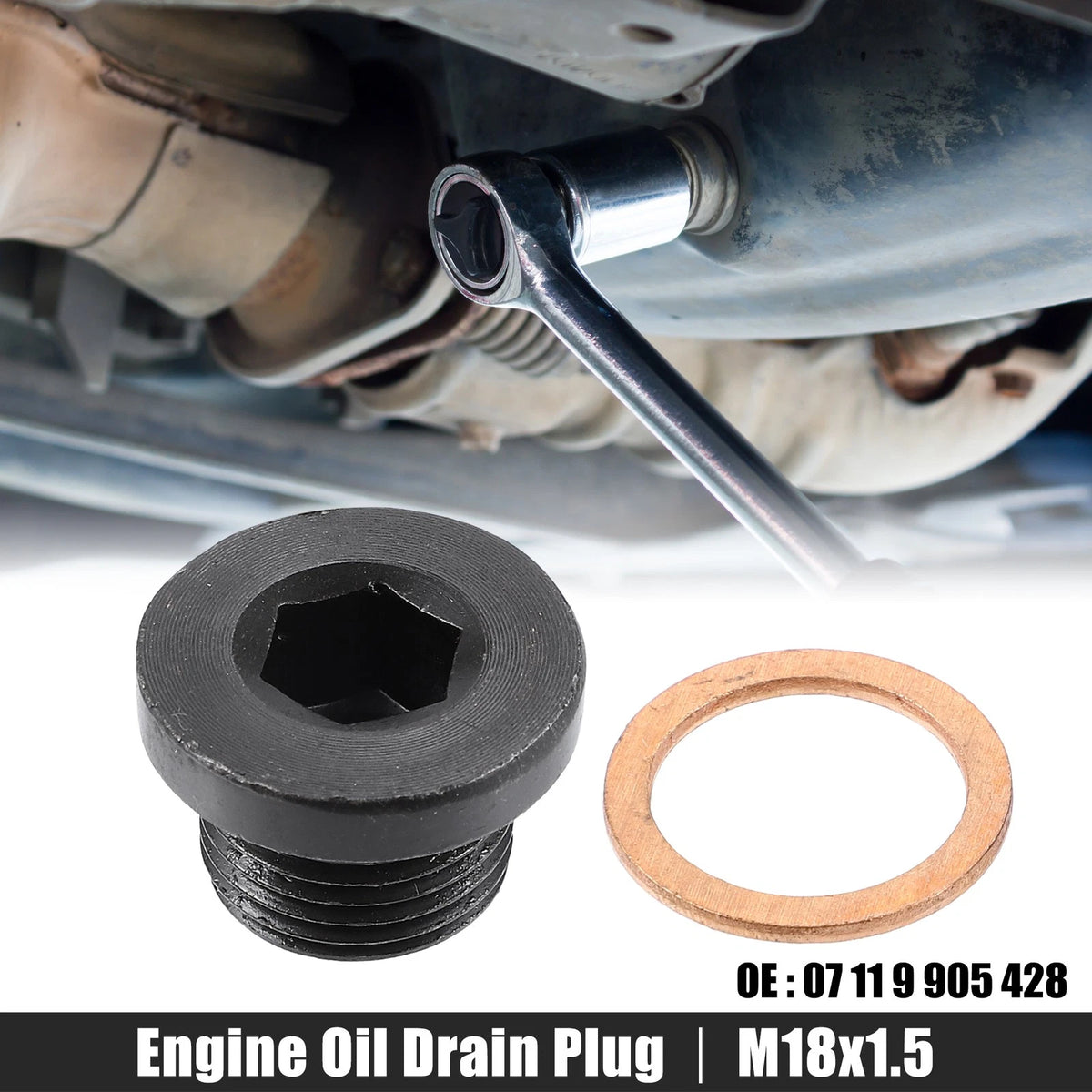 M18x1.5 Steel Engine Oil Drain Plug with Gasket for BMW Mazda