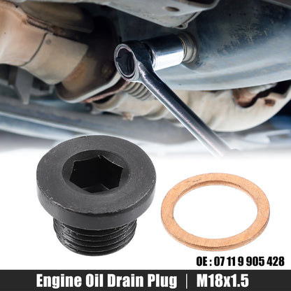 M18x1.5 Steel Engine Oil Drain Plug with Gasket for BMW Mazda