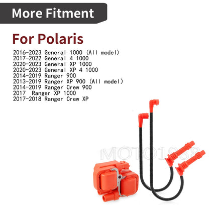 Ignition Coil & Spark Plug Wire Cap for Polaris Ranger Crew XP 1000 (2017-2018)