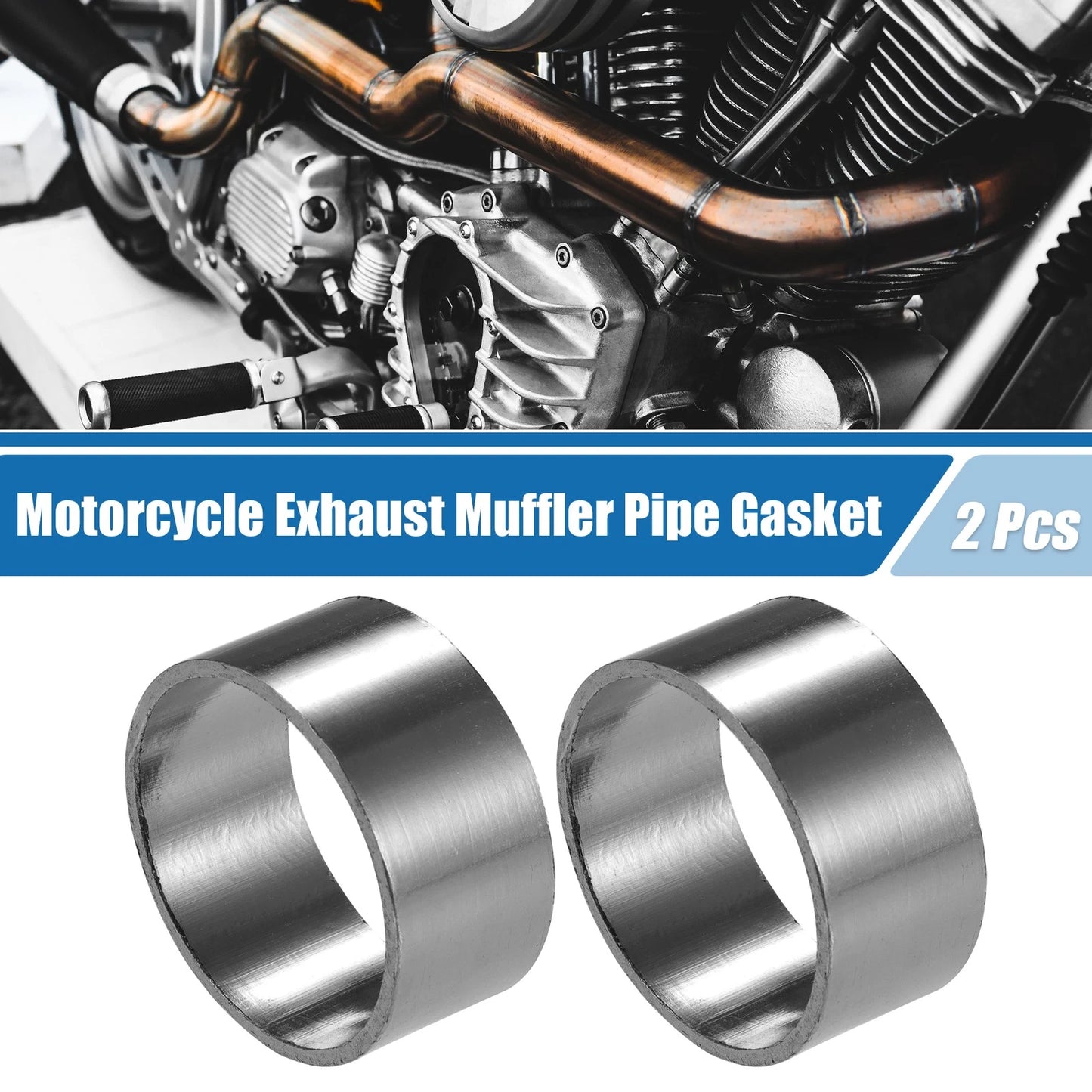 2 x Motorcycle Exhaust Muffler Pipe Gasket 60mm OD Seal Silencer Connector