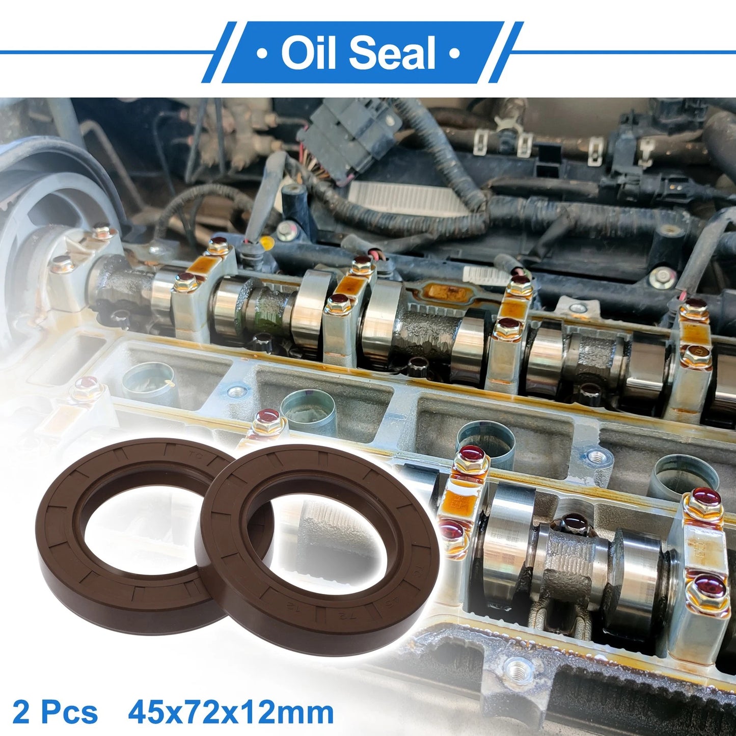 Oil Seal 2 x 45x72x12mm Rotary Shaft Seal FKM Rubber Brown