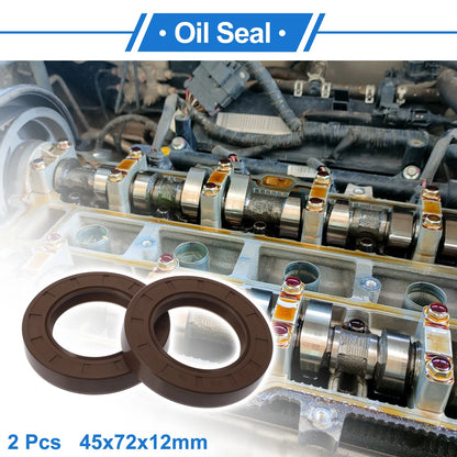 Oil Seal 2 x 45x72x12mm Rotary Shaft Seal FKM Rubber Brown