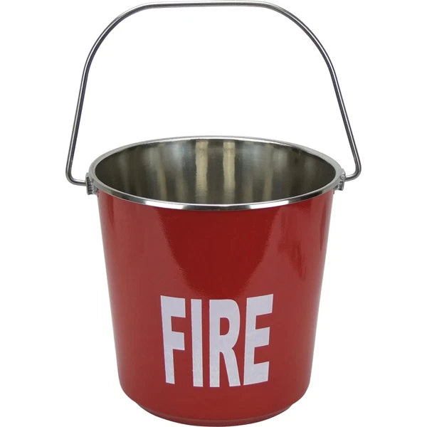 Fire Bucket Red Stainless Steel Commercial 9 Litre