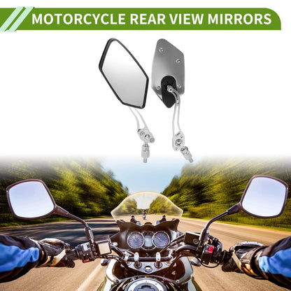 Rear View Mirror M8/M10 Polygonal Shape Silver Tone Aluminum Alloy