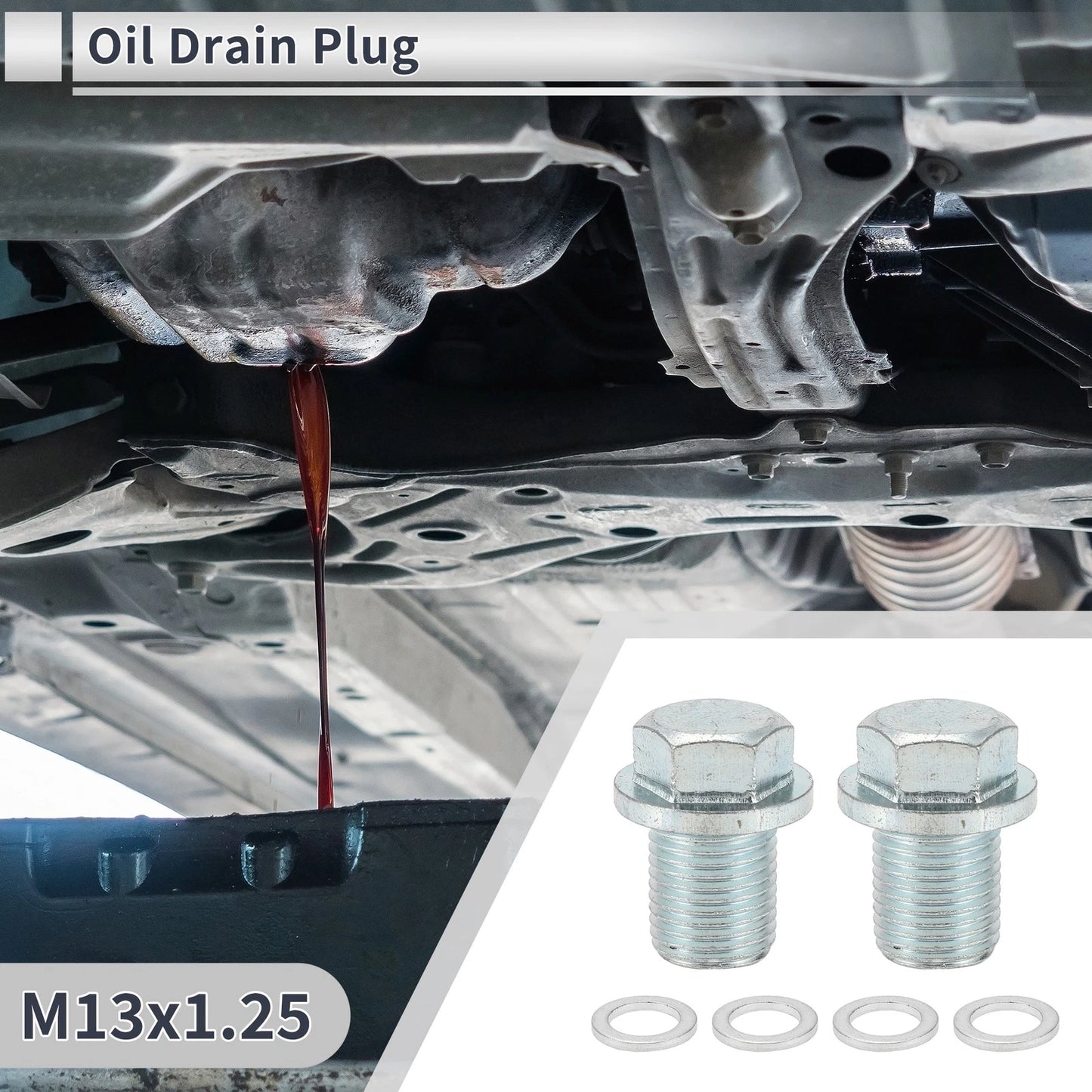 M13x1.25 0.96" Engine Oil Drain Plug W/Gasket for Car/Motorcycle