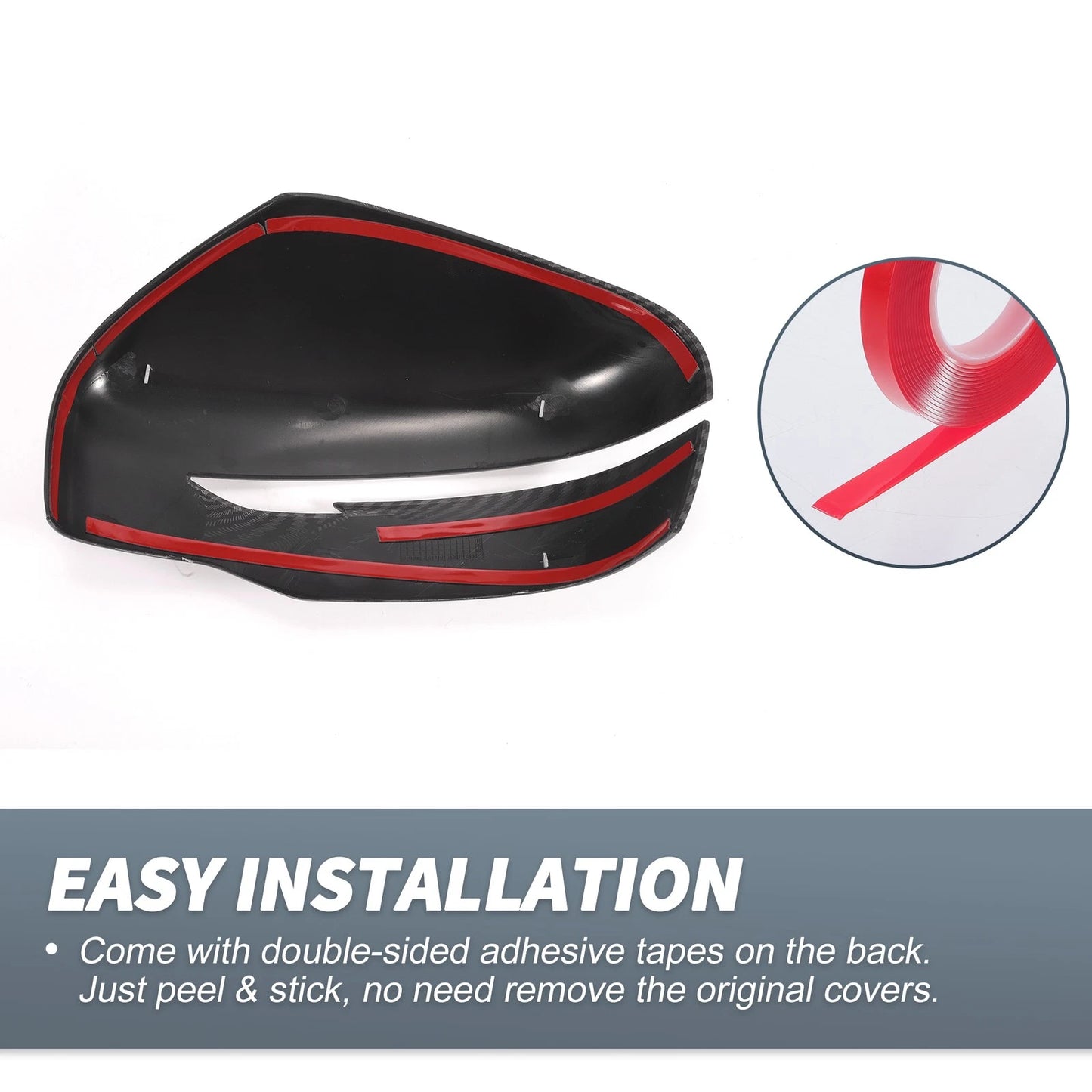 Rearview Mirror Cover Overlay Black Carbon Fiber for Nissan Navara (2015-2023)