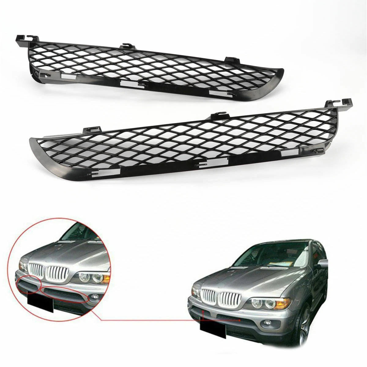 Front Grille Mesh Set for BMW X5 E53 (2003-2006) - Left & Right Pair