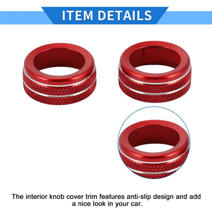 Audio Radio Tune Switch Knob Cover Ring for Toyota Tacoma (2020-2022) 2 x Red
