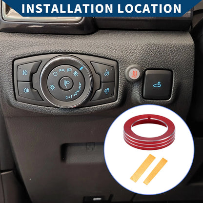 Headlight Switch Knob Cover Ring for Ford Mustang 2015-2020 Red 1 x Piece
