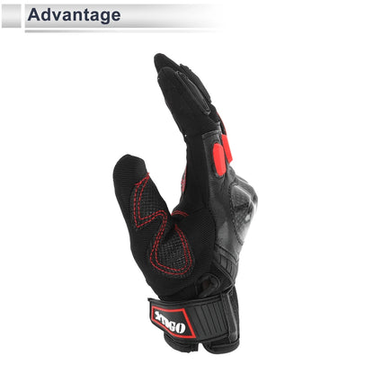Pair Motorcycle Gloves Spring Breathable Smartphone Touch XL Black Red Nylon