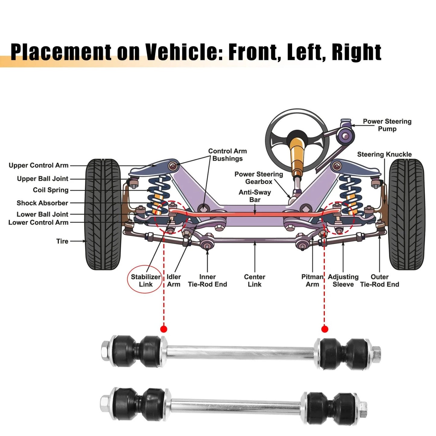 4 x Front Rear Sway Bar Links Kit for Ford Explorer (2006-2010)