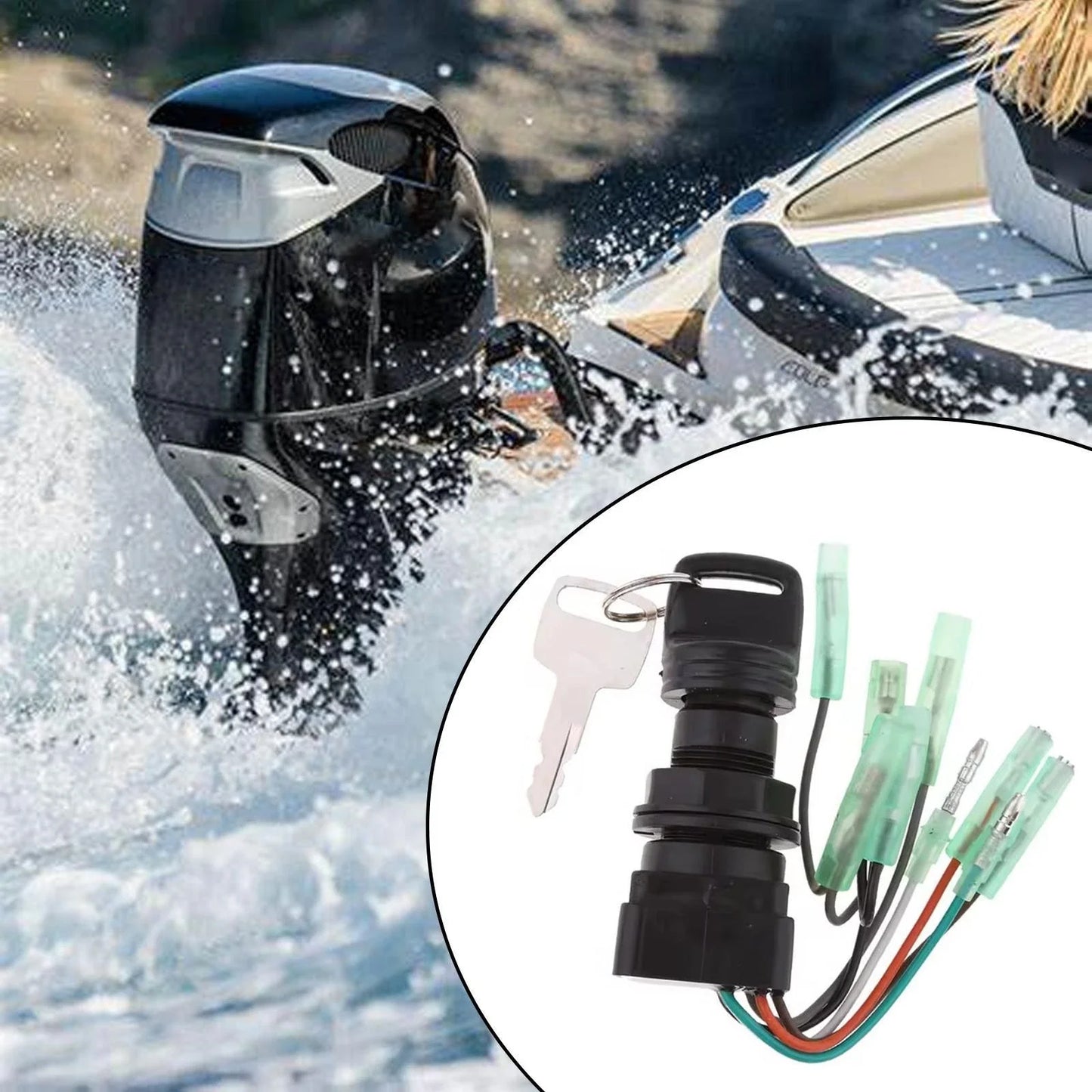 Ignition Key Switch Assembly for Suzuki Outboard Models 37110-92E01/99E01