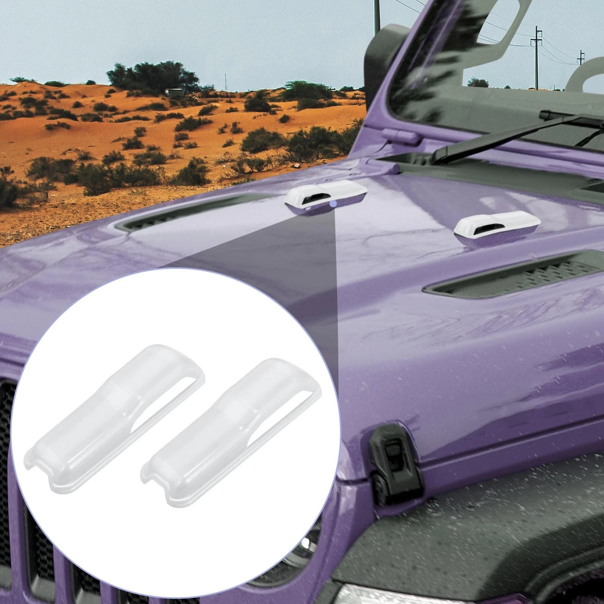 White Engine Hood Hinge Covers for Jeep Wrangler JL JLU (2018-2021)