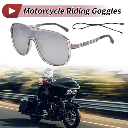 Goggles for Motorcycle Silver Tone Lens Gray Frame Tri-Acetyl Cellulos PC