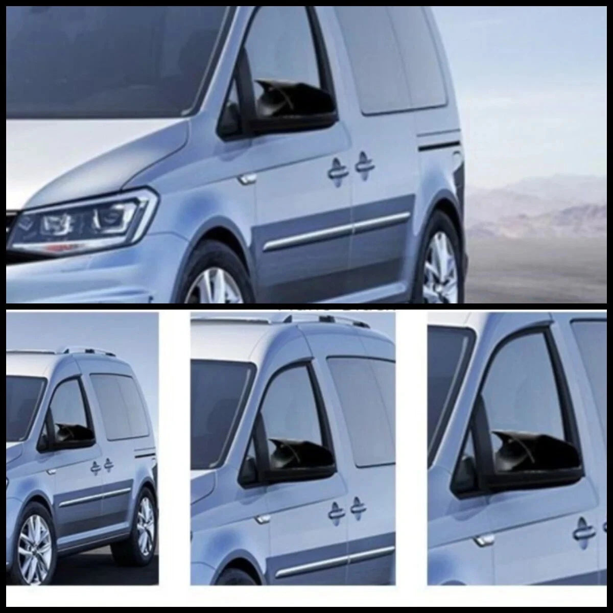Side View Mirror Covers for VW Caddy (2015-2020) Gloss Black 2 Piece Pcs