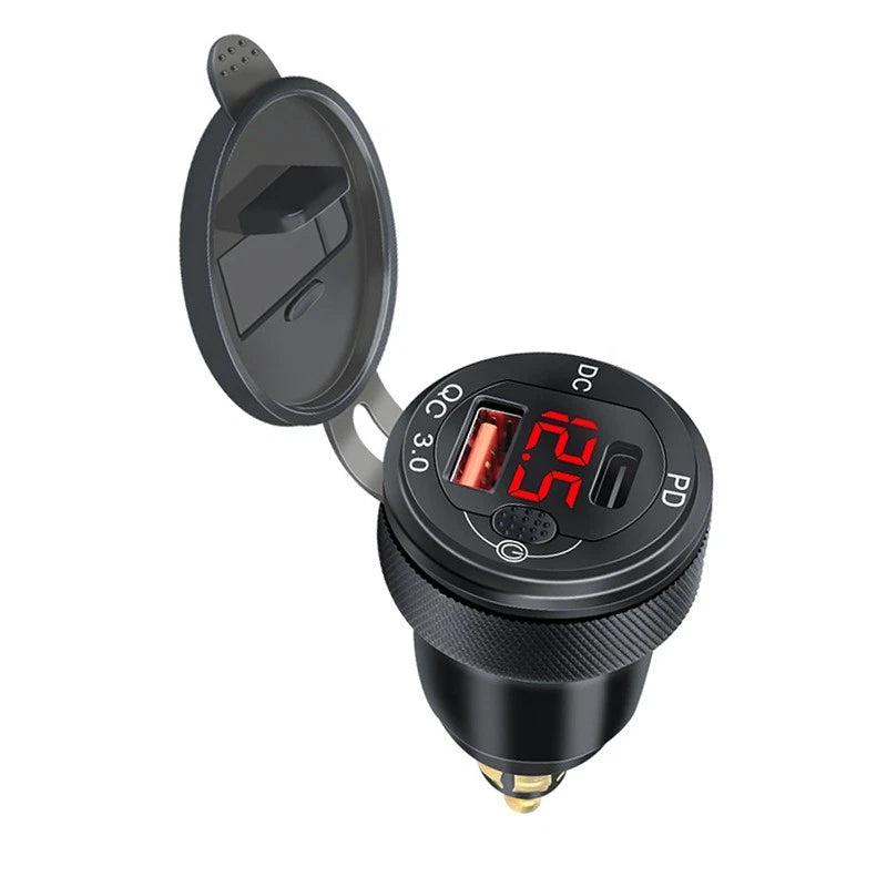 Type-C Dual USB Charger with Voltmeter for BMW Motorrad (2013-2023)