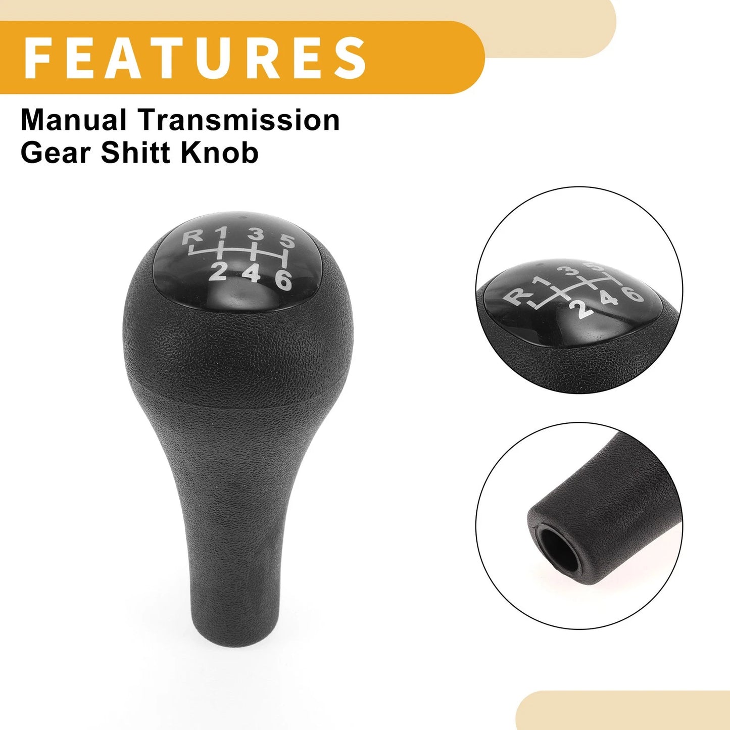 6 Speed Gear Shift Knob for Ford Focus (2003-2007) Black Plastic
