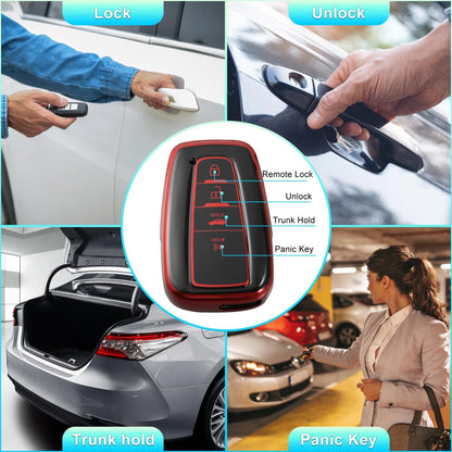 4 Button Remote Key Fob Cover Case Red for Toyota RAV4 Camry Corolla (2018-2022)