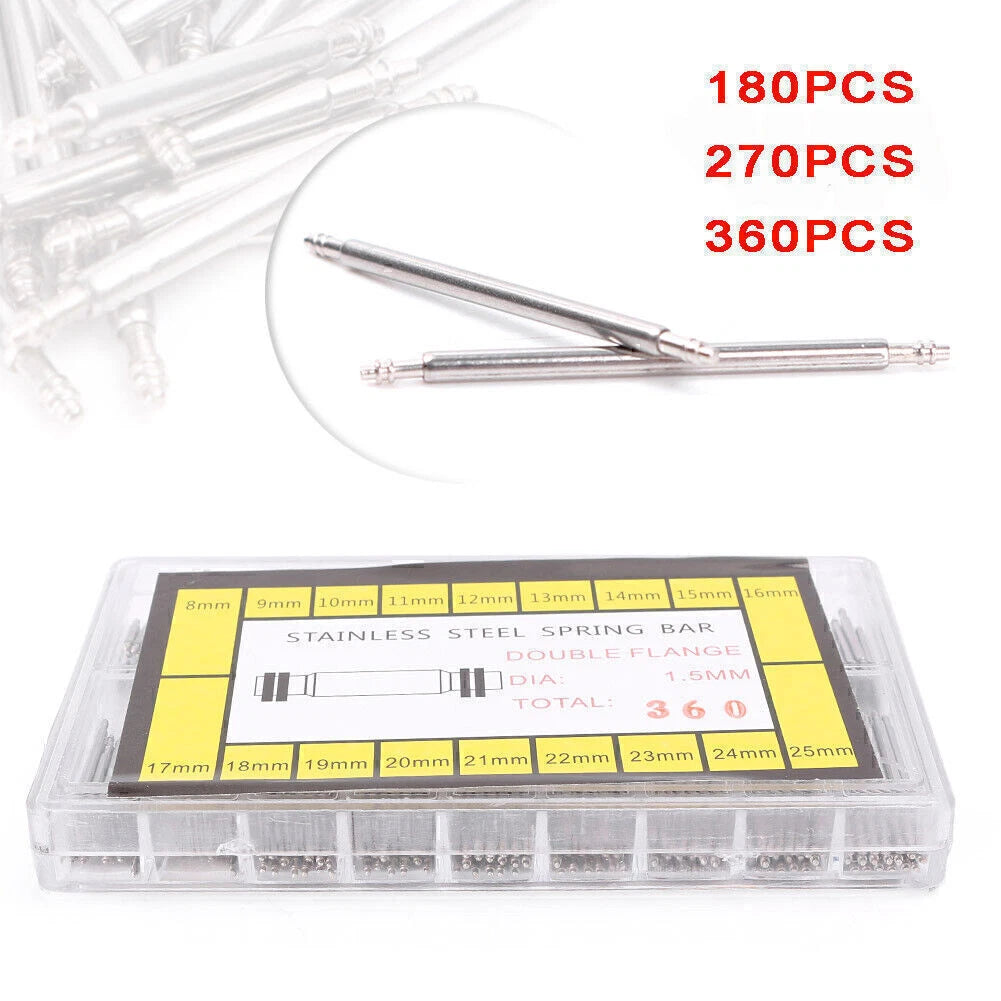 Watch Band Spring Bars Strap Link Pins Repair Tools Kit 8-25mm for UK Models