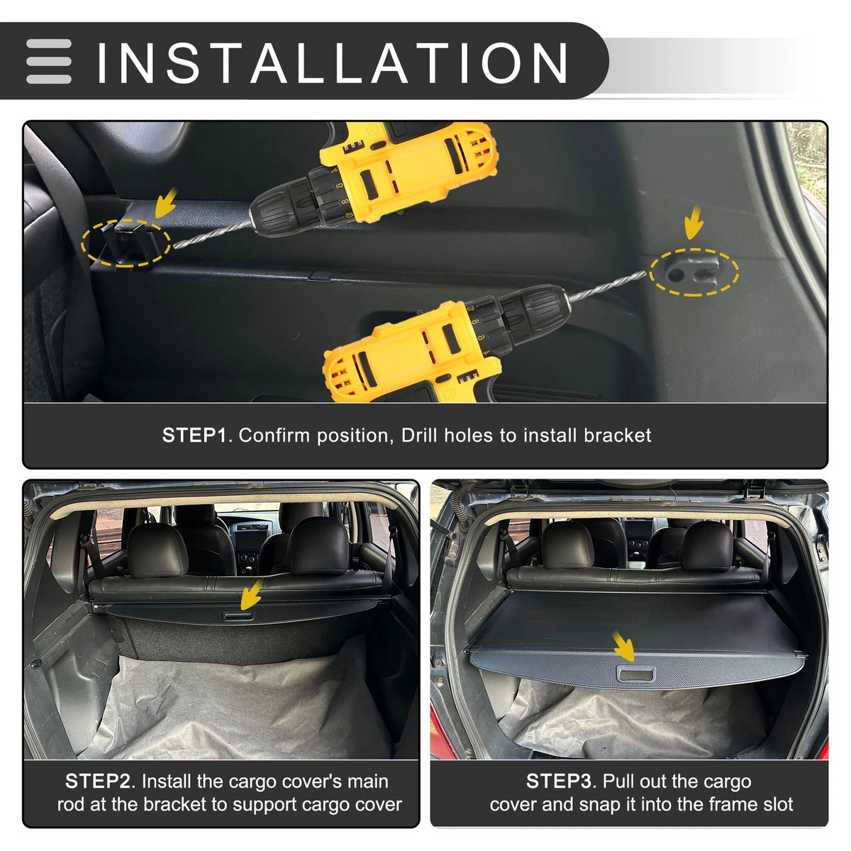 Car Rear Retractable Cargo Cover for BMW X1 E84 2009-2015 Carbon Fiber Black