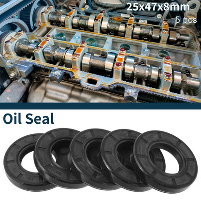 Oil Seal 5Pcs Seal Ring Rotary Shaft Seal NBR Rubber 25x47x8mm Black for Make Model