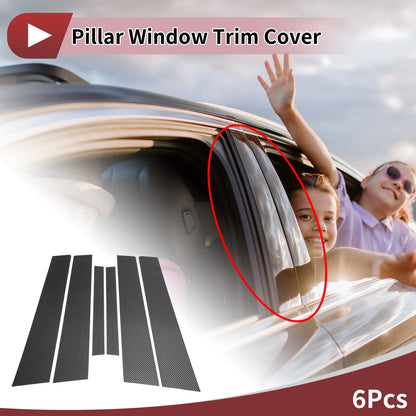 Door Pillar Window Trim for Nissan Almera/Sunny/Versa (2007-2012) Black Carbon Fiber